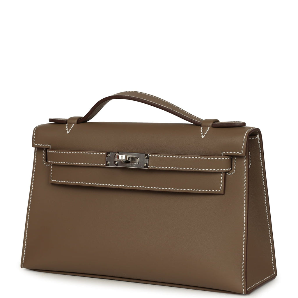 Hermes Kelly Pochette Etoupe Swift Palladium Hardware