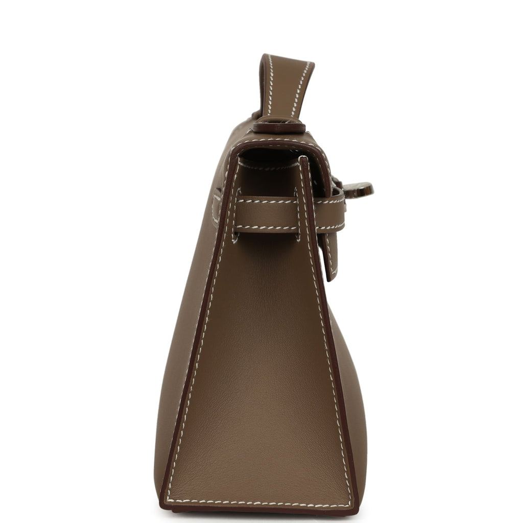 Hermes Kelly Pochette Etoupe Swift Palladium Hardware