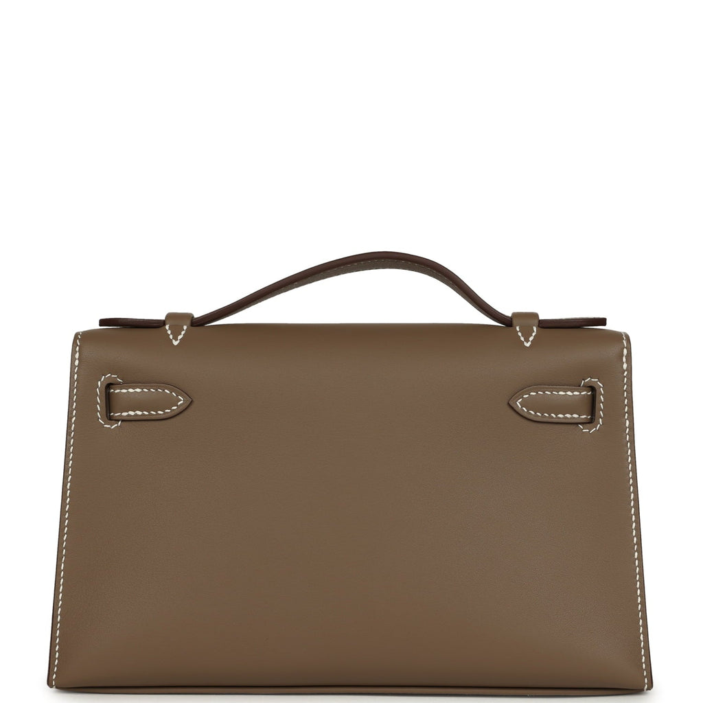 Hermes Kelly Pochette Etoupe Swift Palladium Hardware