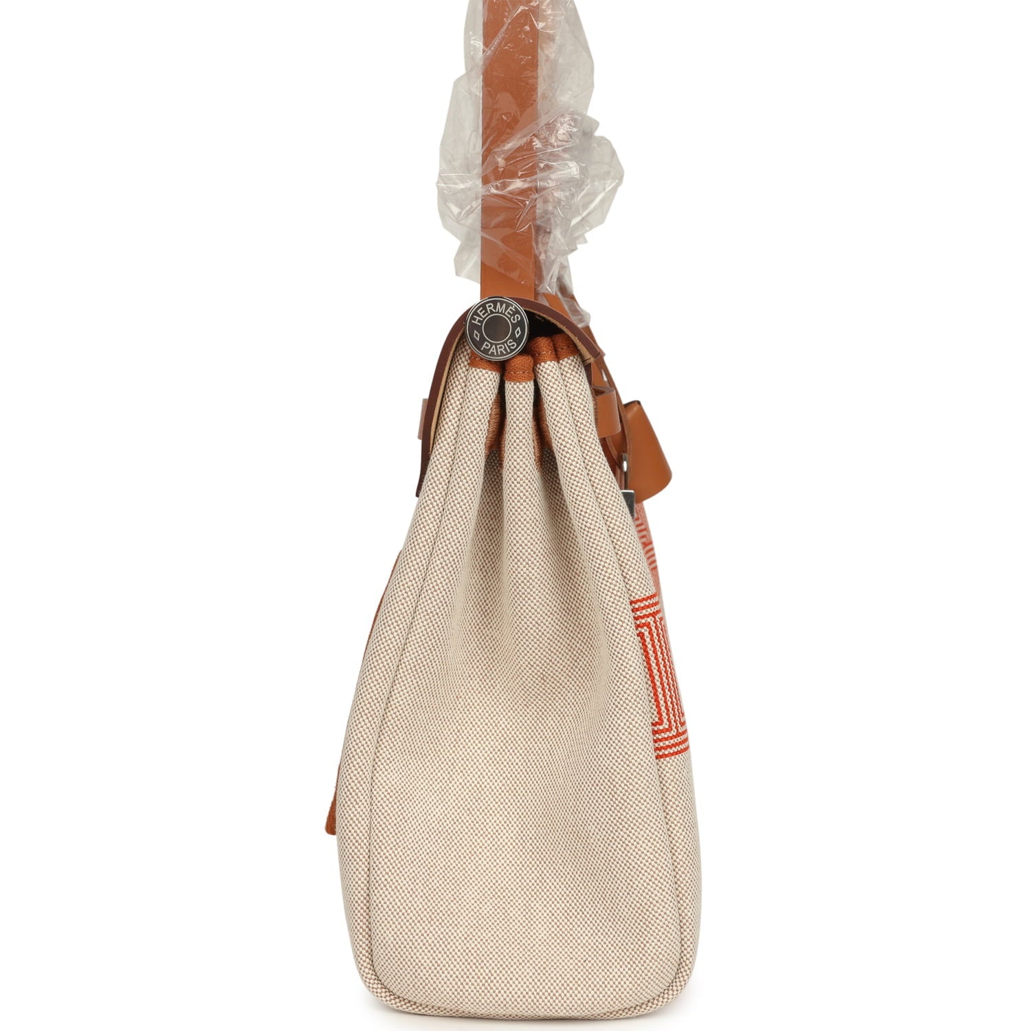 Hermes Herbag Zip PM 31 "Circuit 24" Ecru, Orange Toile H Plume and Natural Vache Hunter Palladium Hardware