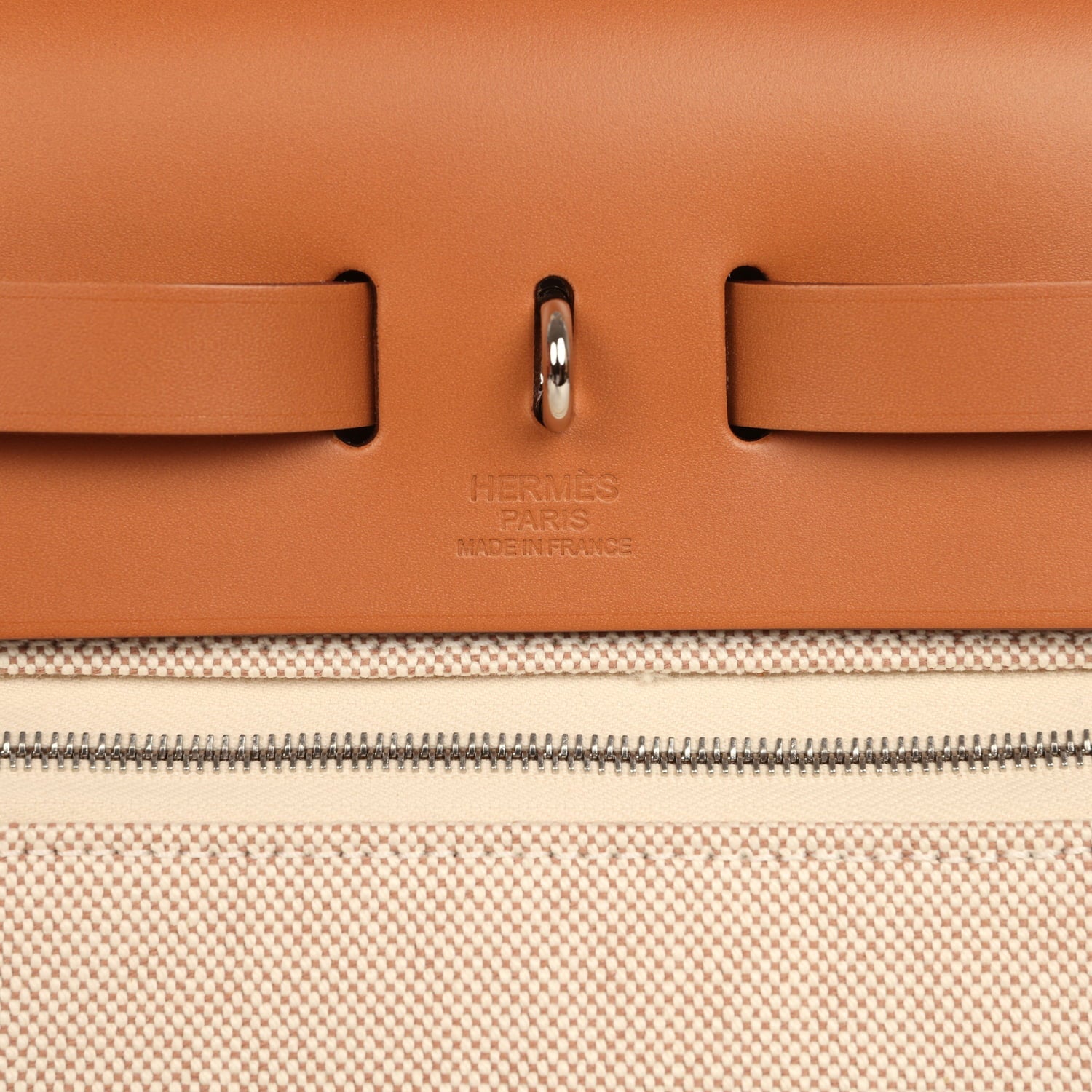 Hermes Herbag Zip PM 31 "Circuit 24" Ecru, Orange Toile H Plume and Natural Vache Hunter Palladium Hardware