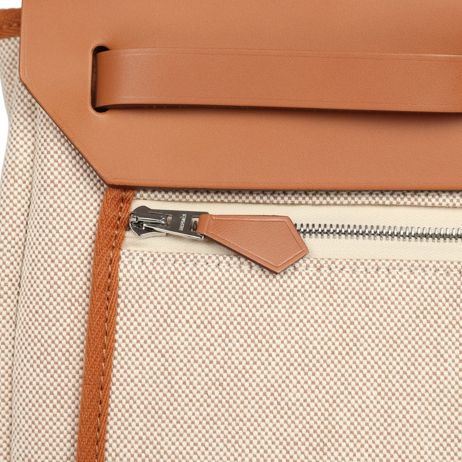 Hermes Herbag Zip PM 31 "Circuit 24" Ecru, Orange Toile H Plume and Natural Vache Hunter Palladium Hardware