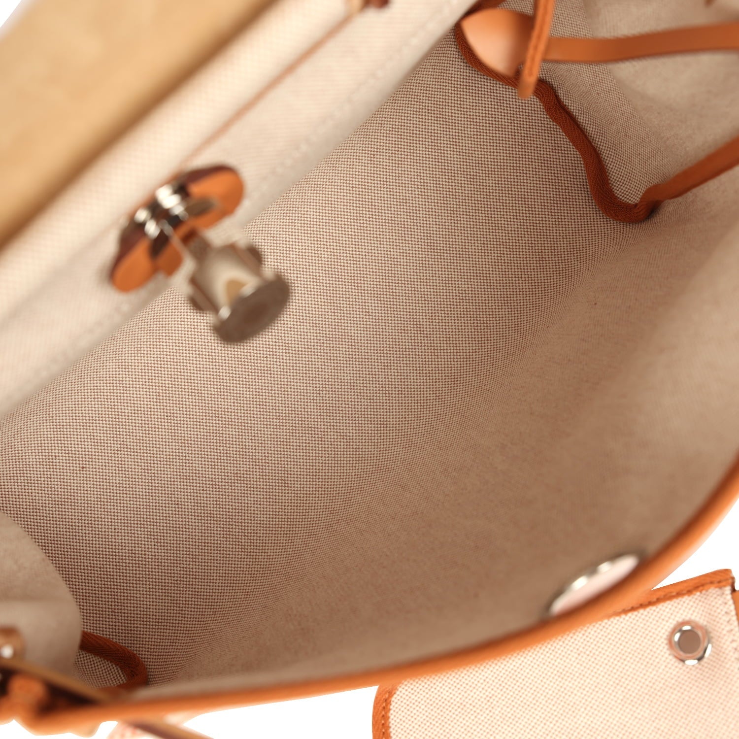 Hermes Herbag Zip PM 31 "Circuit 24" Ecru, Orange Toile H Plume and Natural Vache Hunter Palladium Hardware