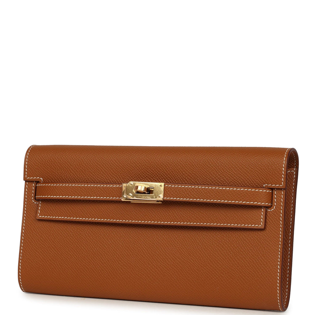 Hermes Kelly Wallet To Go Gold Epsom Gold Hardware