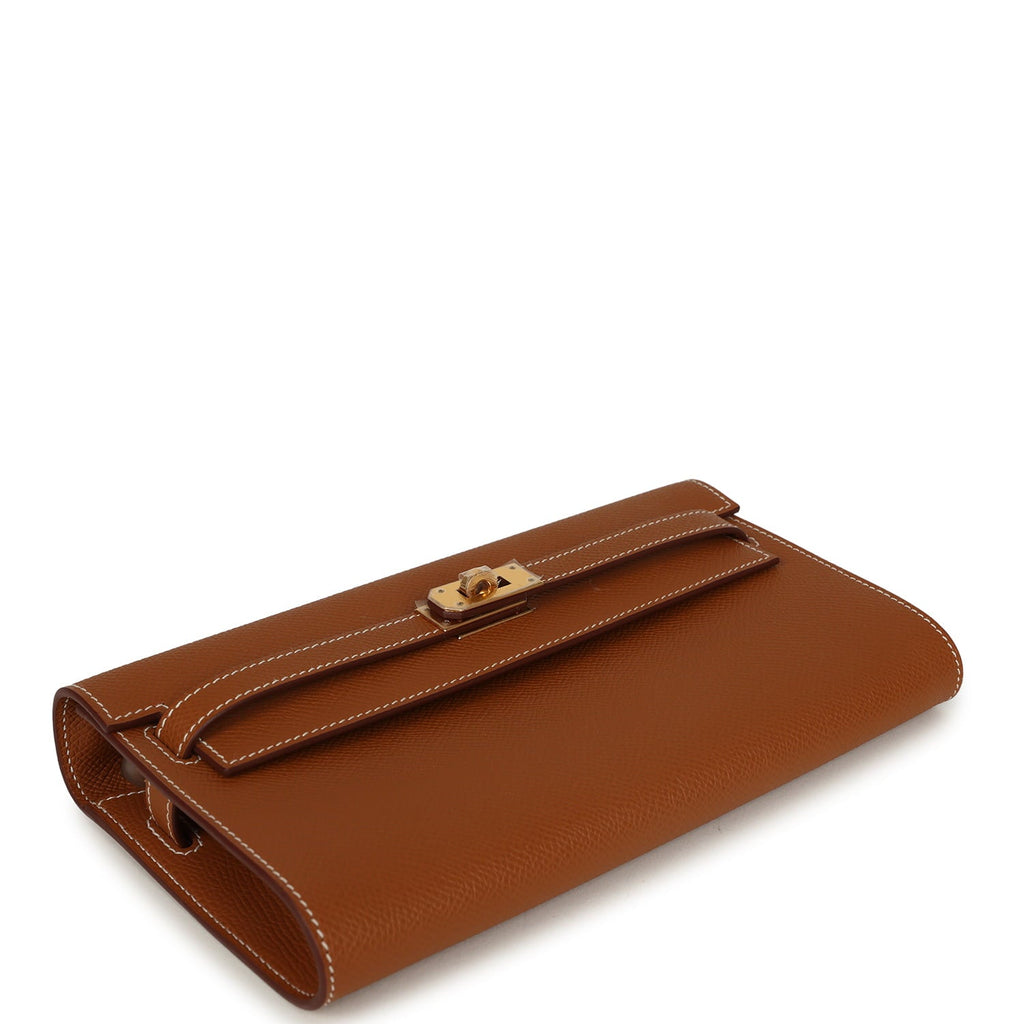 Hermes Kelly Wallet To Go Gold Epsom Gold Hardware