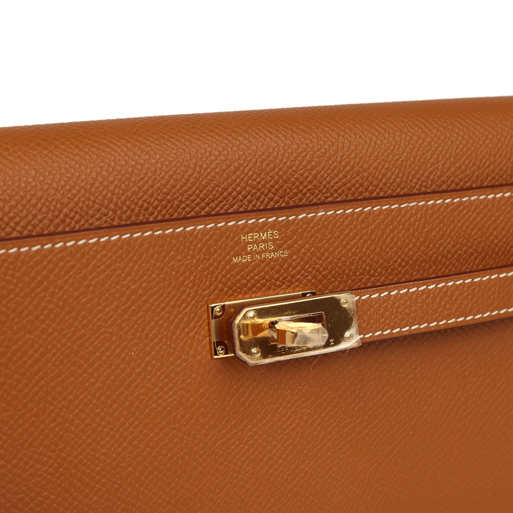 Hermes Kelly Wallet To Go Gold Epsom Gold Hardware