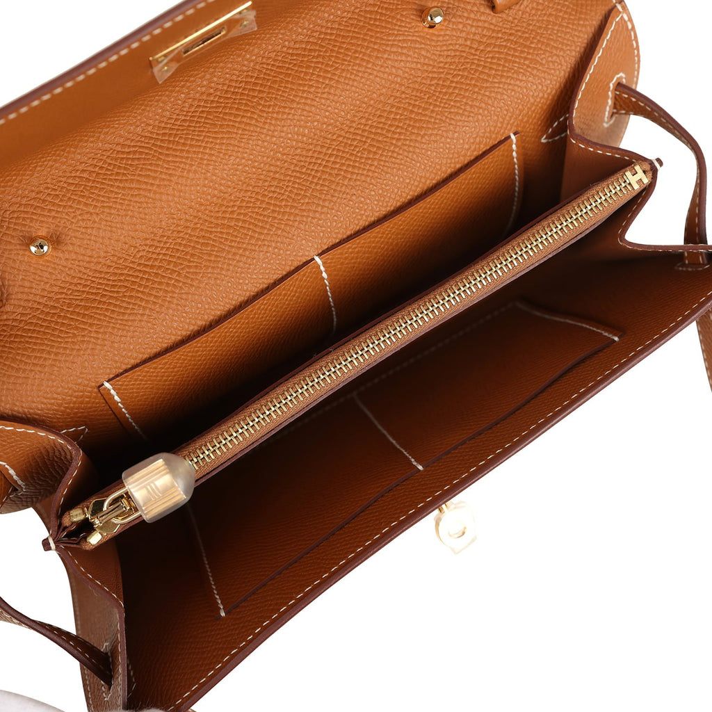 Hermes Kelly Wallet To Go Gold Epsom Gold Hardware