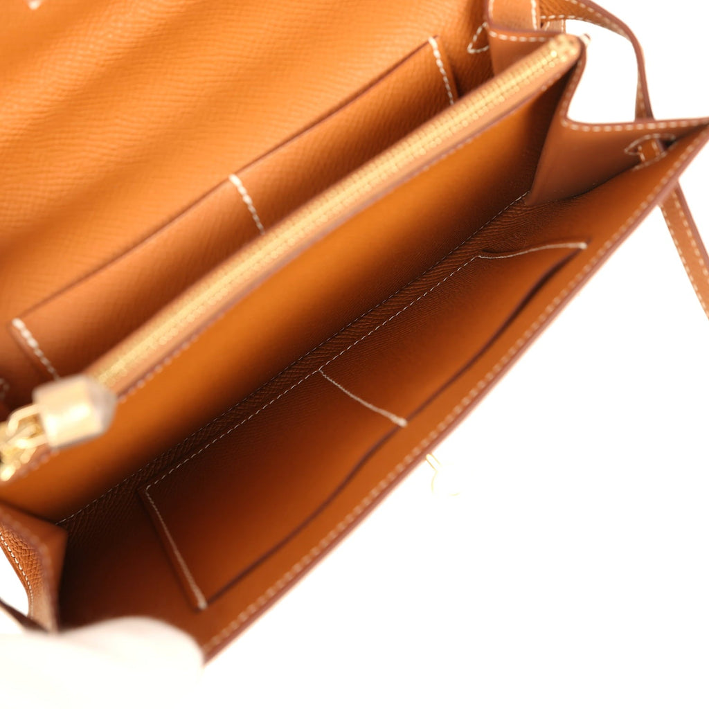 Hermes Kelly Wallet To Go Gold Epsom Gold Hardware