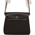 Hermes Herbag Zip 20 Mini Ebene Toile Militaire Canvas and Vache Hunter Palladium Hardware