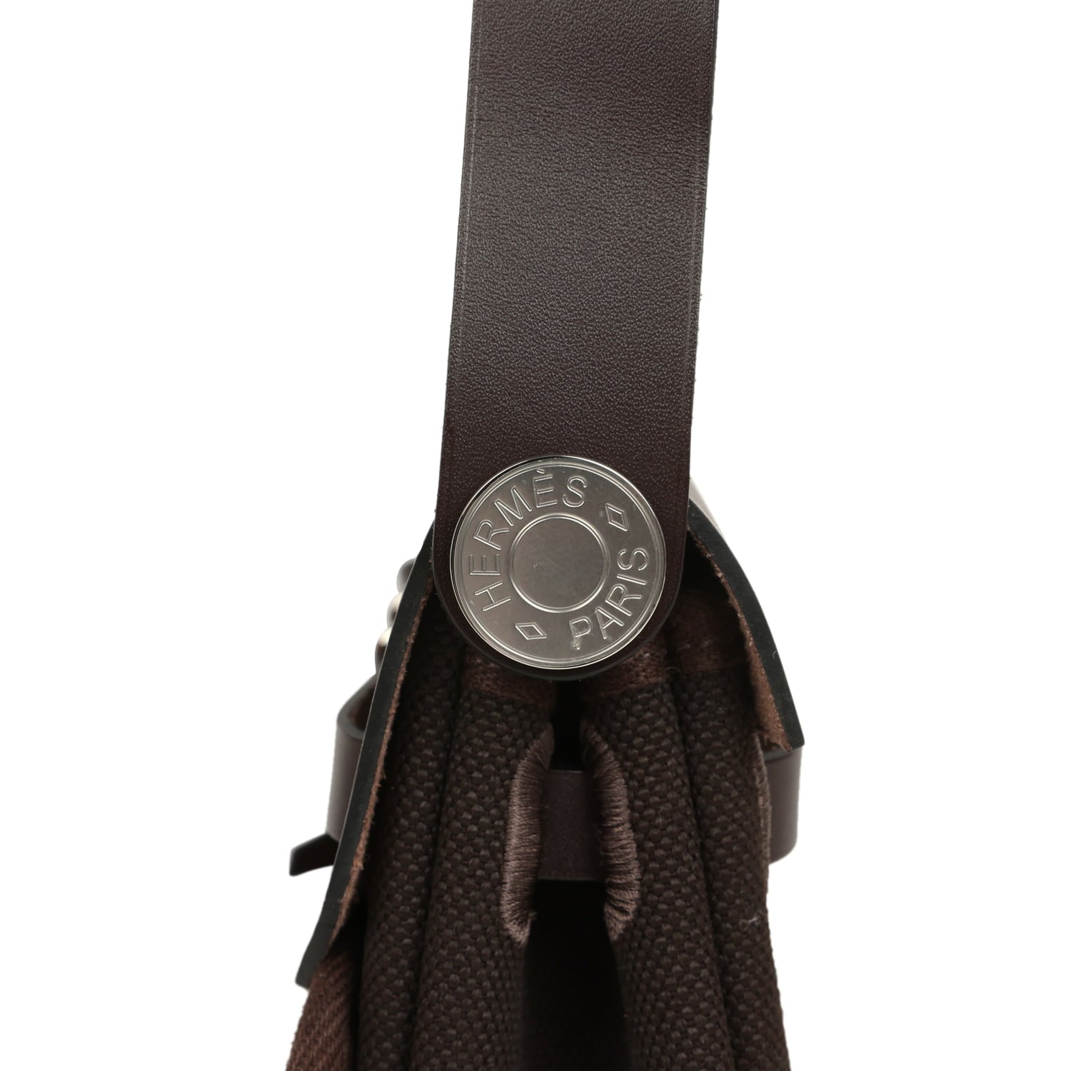 Hermes Herbag Zip 20 Mini Ebene Toile Militaire Canvas and Vache Hunter Palladium Hardware