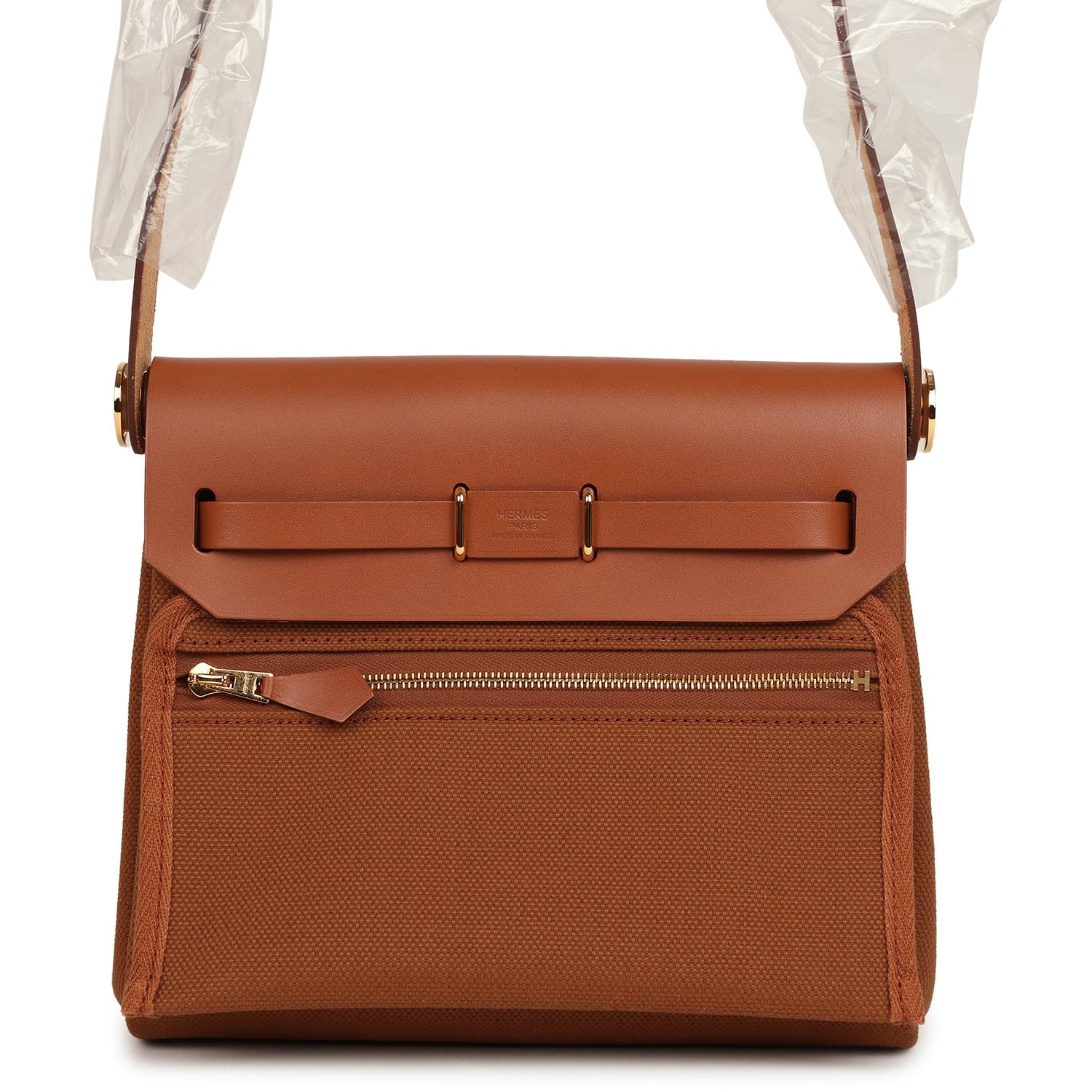 Hermes Herbag Zip 20 Mini Fauve Toile H Canvas and Vache Hunter Gold Hardware