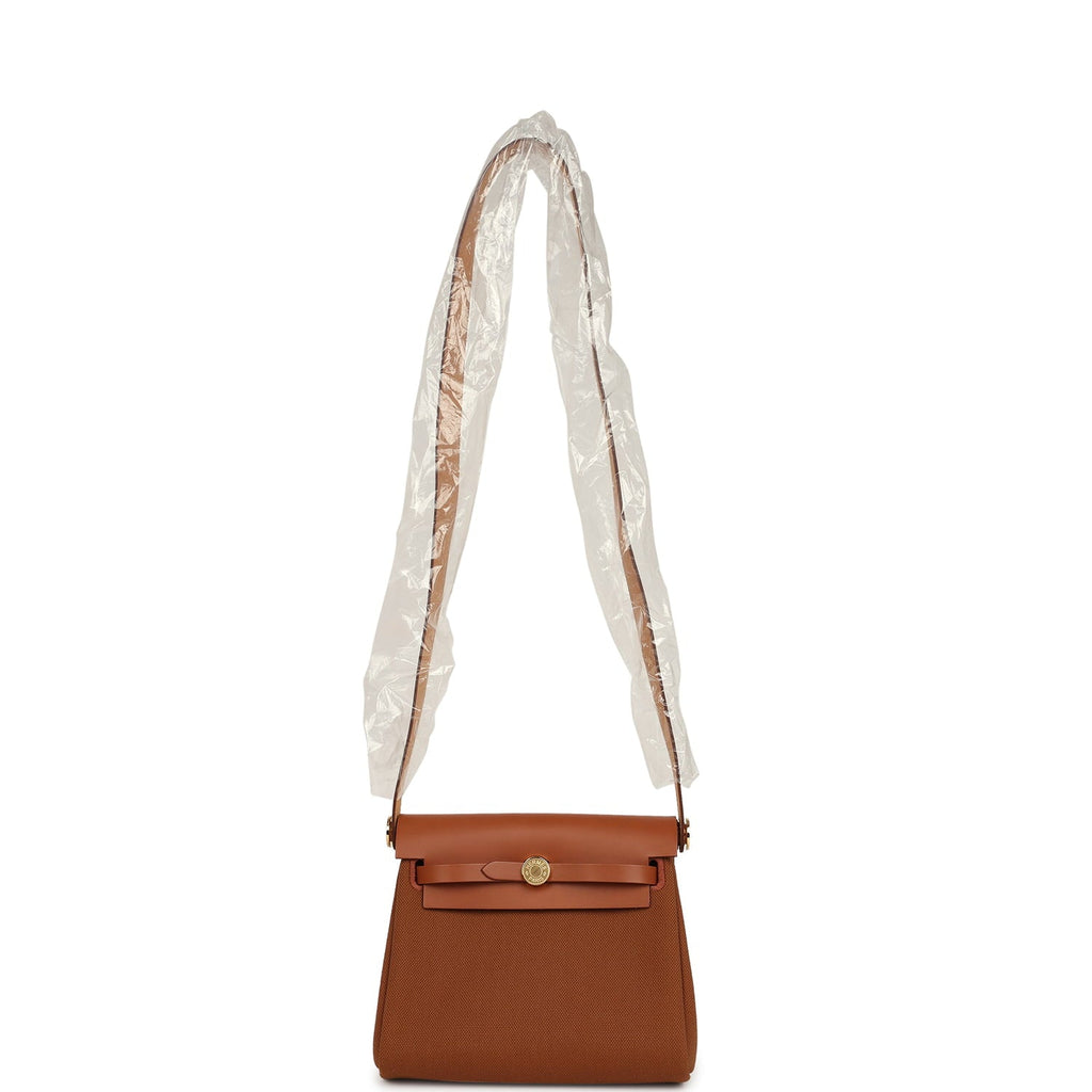 Hermes Herbag Zip 20 Mini Fauve Toile H Canvas and Vache Hunter Gold Hardware