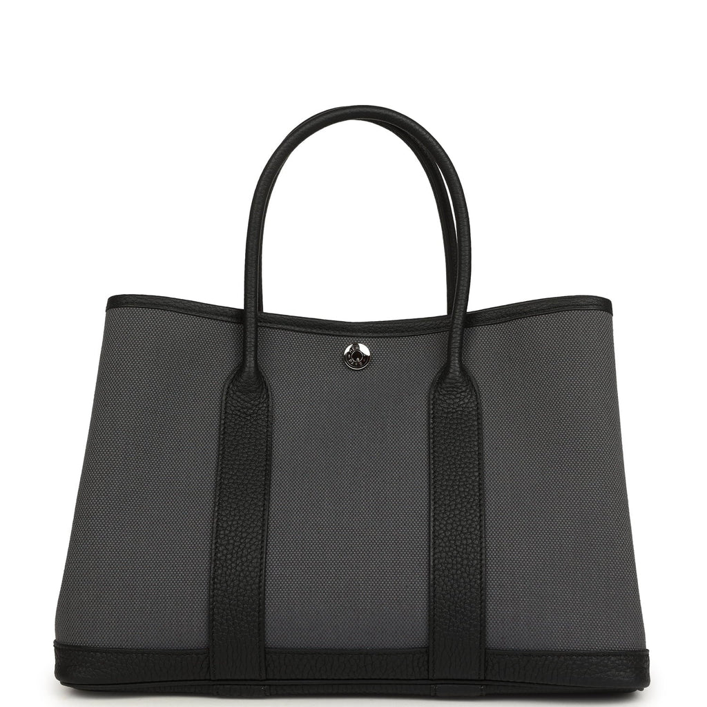 Hermes Garden Party 30 Ardoise Toile and Black Negonda Palladium Hardware