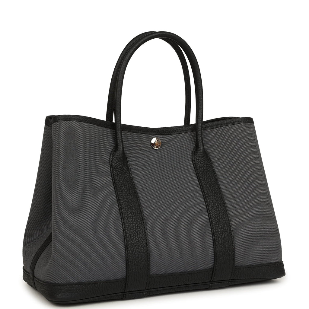 Hermes Garden Party 30 Ardoise Toile and Black Negonda Palladium Hardware