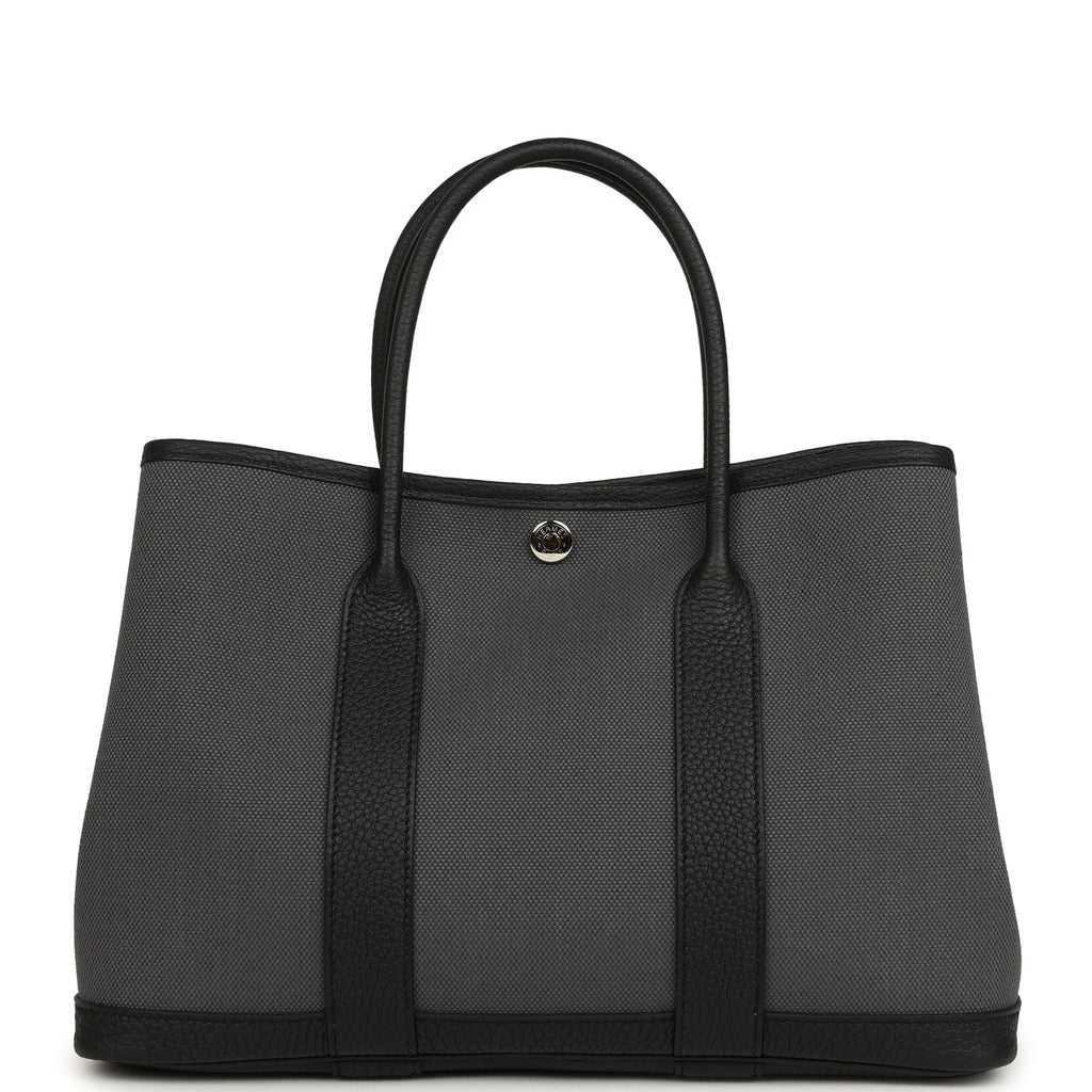 Hermes Garden Party 30 Ardoise Toile and Black Negonda Palladium Hardware