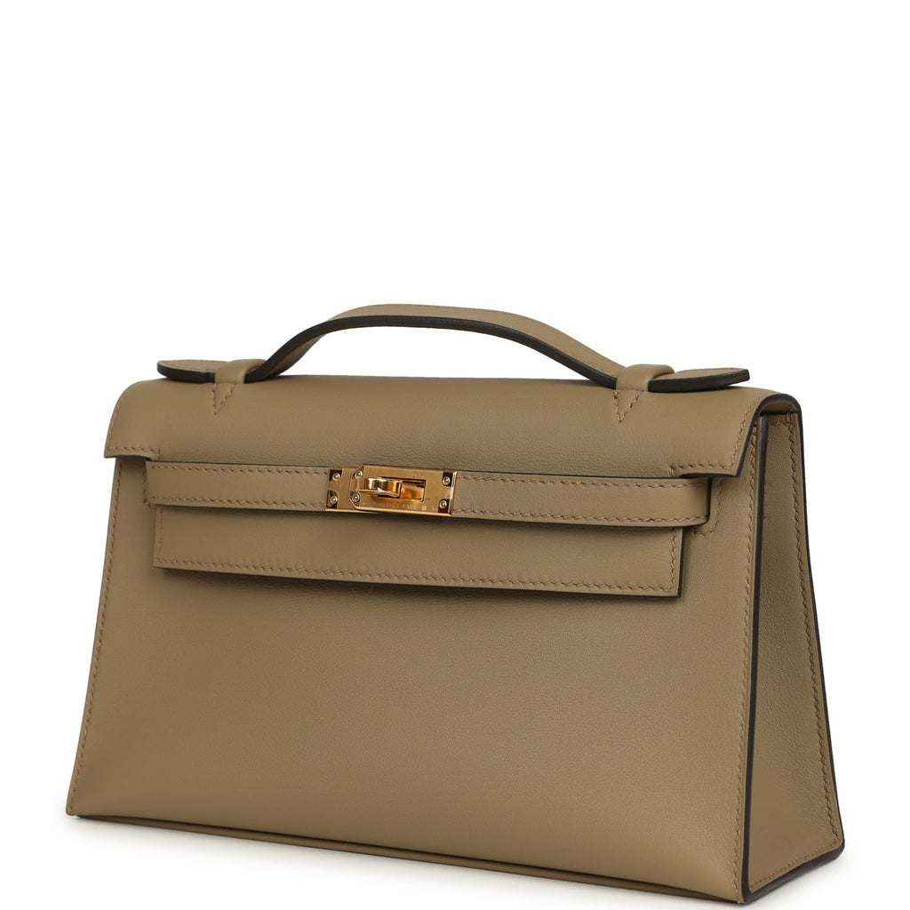 Hermes Kelly Pochette Beige Marfa Swift Gold Hardware