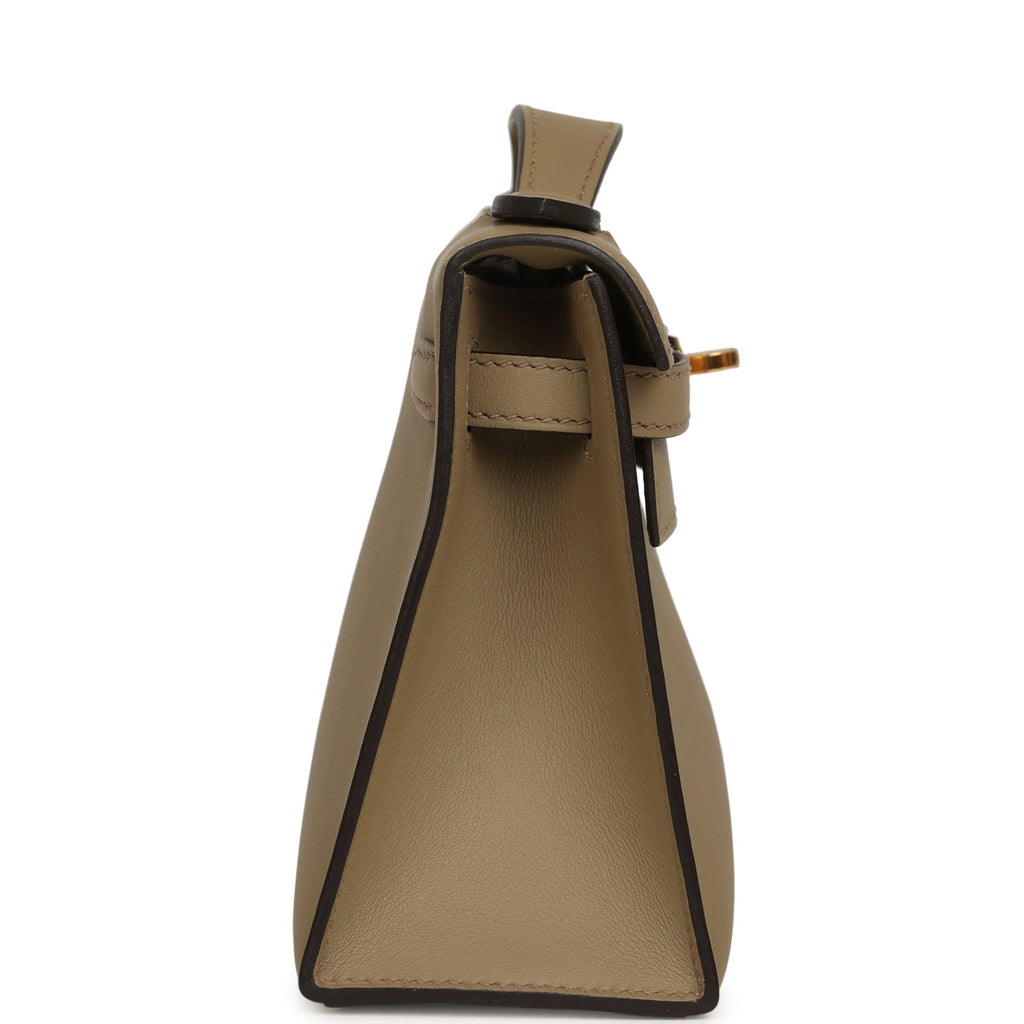Hermes Kelly Pochette Beige Marfa Swift Gold Hardware