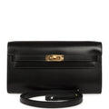 Hermes Kelly Wallet To Go Rock Black Box Gold Hardware