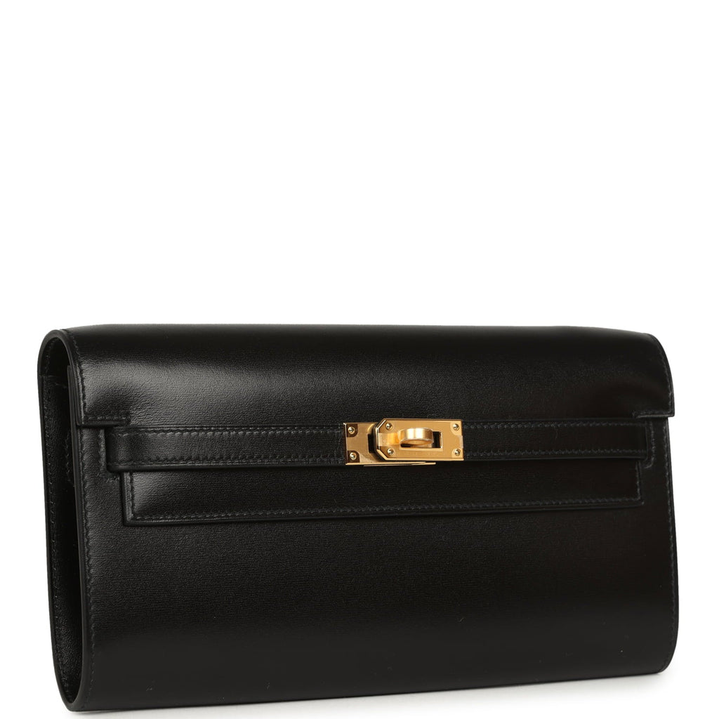 Hermes Kelly Wallet To Go Rock Black Box Gold Hardware