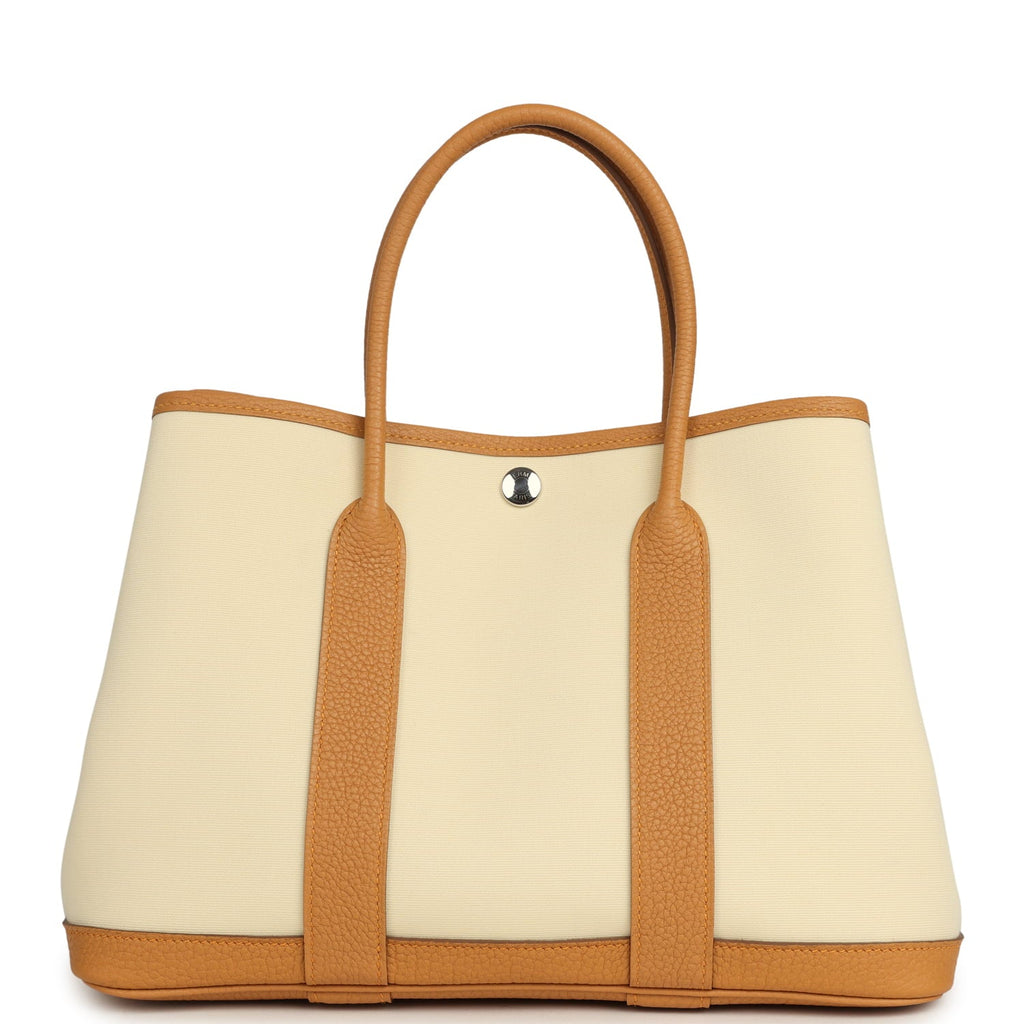 Hermes Garden Party 30 Beton Toile Militaire Canvas and Biscuit Negonda Palladium Hardware