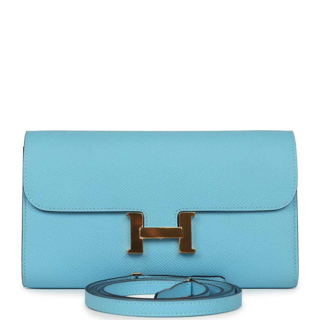 Hermes Constance Wallet To Go Celeste Epsom Gold Hardware
