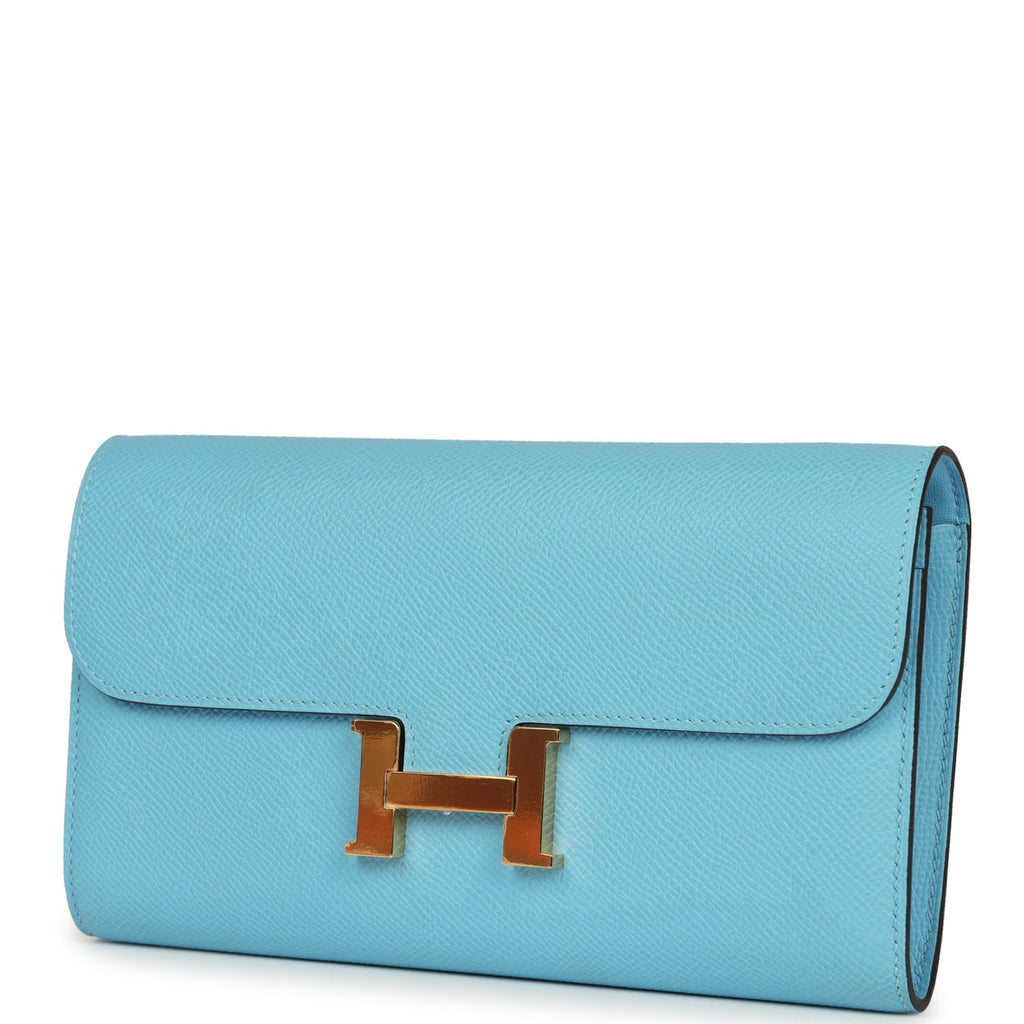 Hermes Constance Wallet To Go Celeste Epsom Gold Hardware