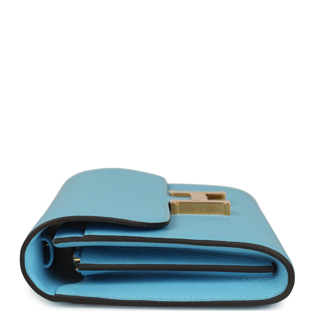 Hermes Constance Wallet To Go Celeste Epsom Gold Hardware