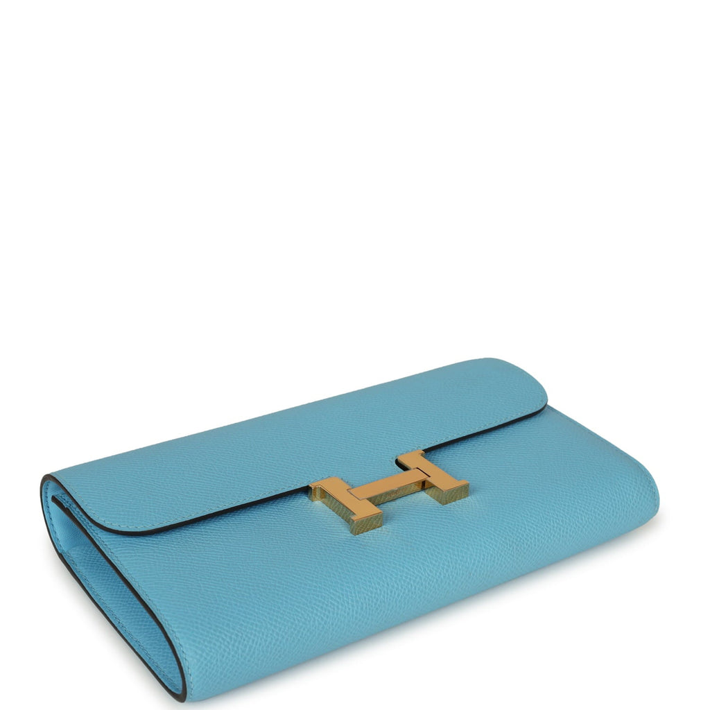 Hermes Constance Wallet To Go Celeste Epsom Gold Hardware