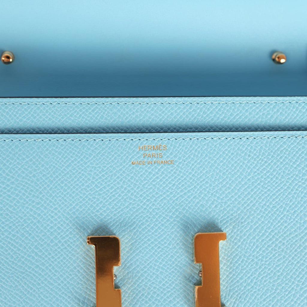 Hermes Constance Wallet To Go Celeste Epsom Gold Hardware