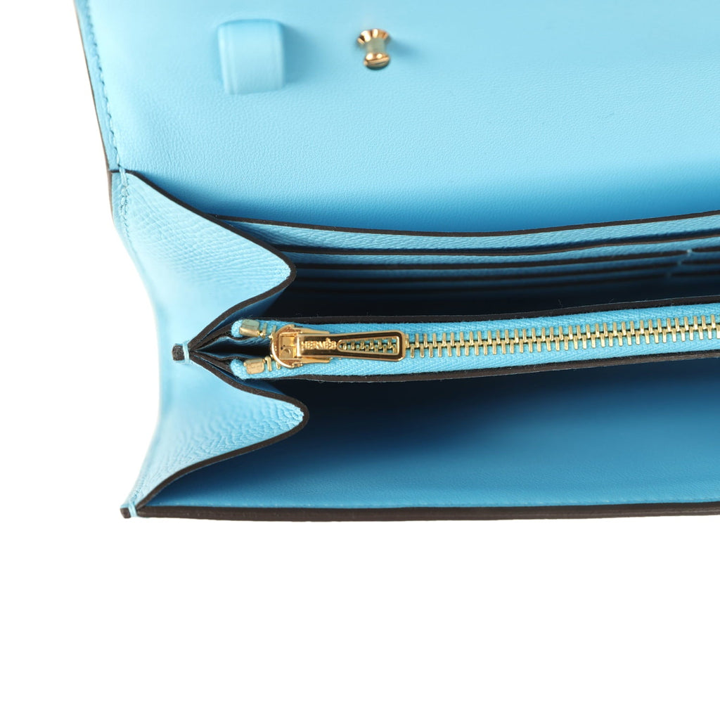 Hermes Constance Wallet To Go Celeste Epsom Gold Hardware