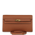 Pre-owned Hermes Kelly Wallet To Go Gold Evercolor Gold Hardware