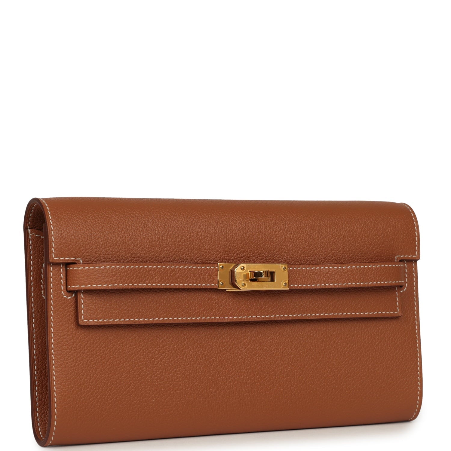 Pre-owned Hermes Kelly Wallet To Go Gold Evercolor Gold Hardware