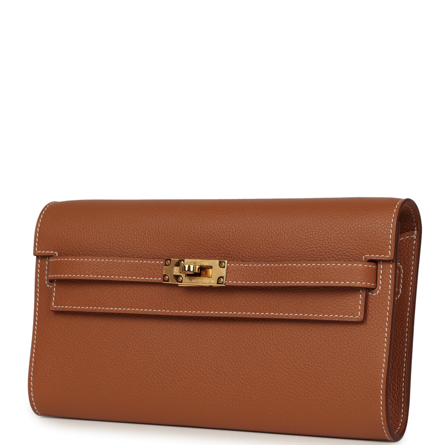 Pre-owned Hermes Kelly Wallet To Go Gold Evercolor Gold Hardware