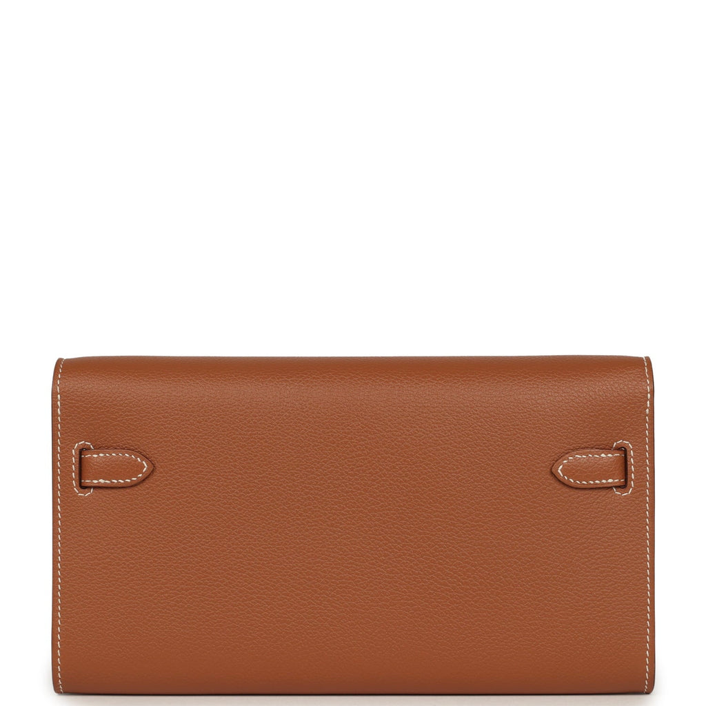 Pre-owned Hermes Kelly Wallet To Go Gold Evercolor Gold Hardware