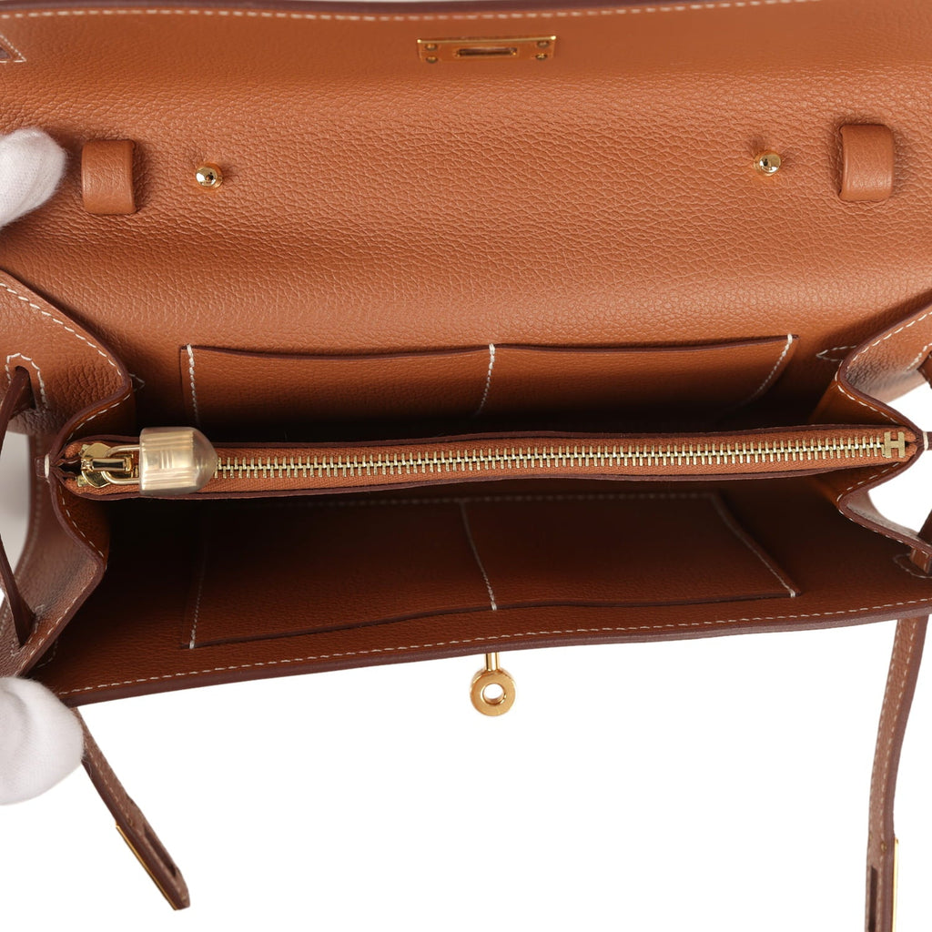 Pre-owned Hermes Kelly Wallet To Go Gold Evercolor Gold Hardware