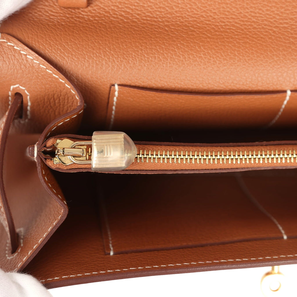 Pre-owned Hermes Kelly Wallet To Go Gold Evercolor Gold Hardware