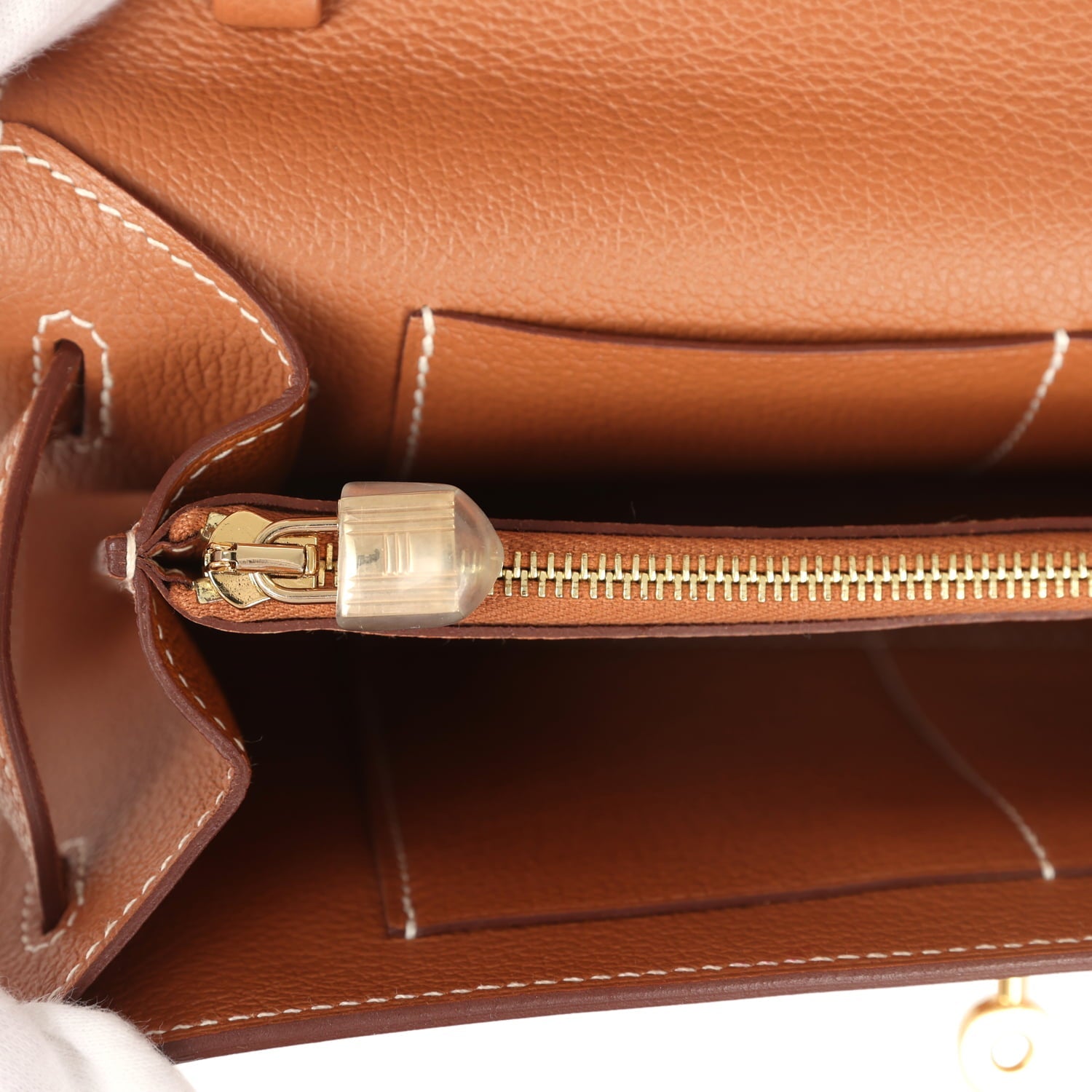 Pre-owned Hermes Kelly Wallet To Go Gold Evercolor Gold Hardware