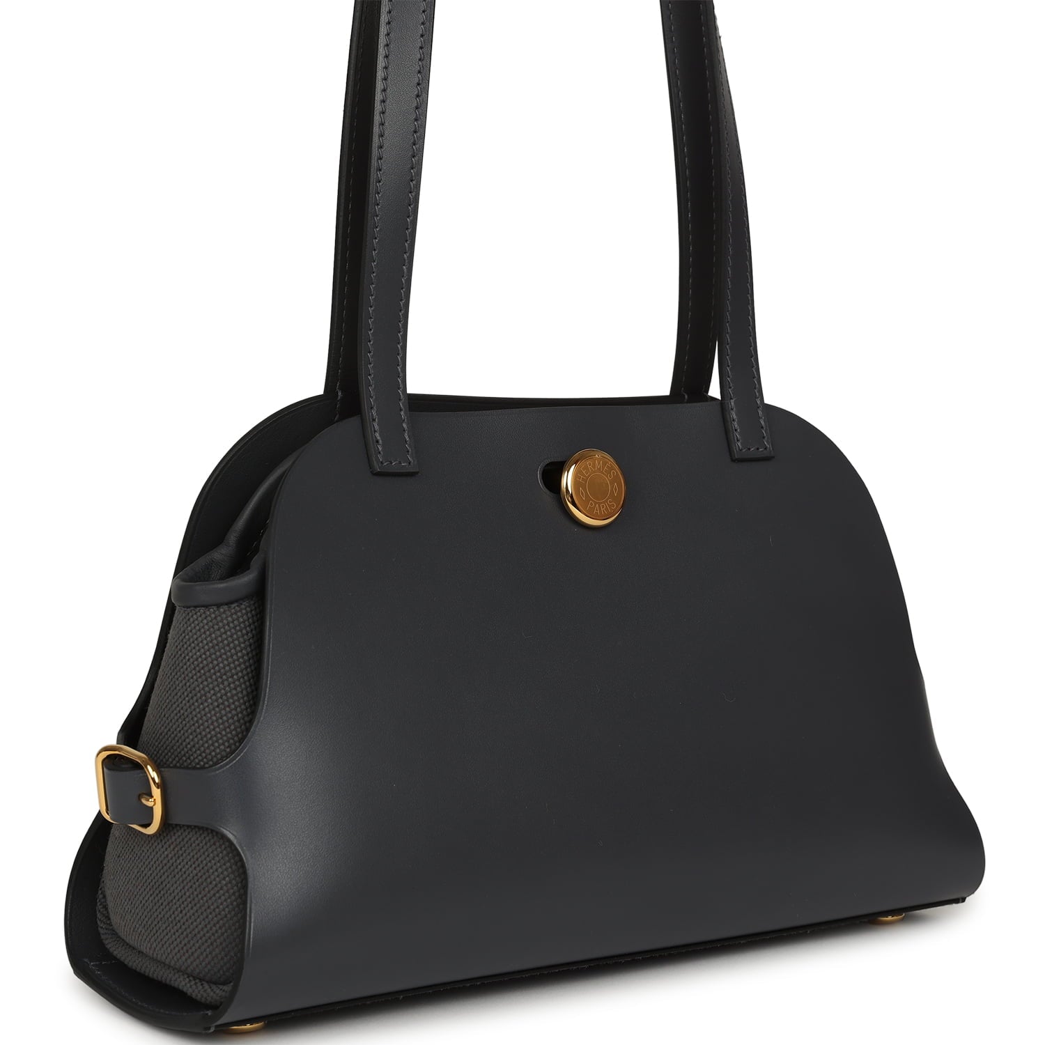 Hermes Tablier Sellier Ardoise Vache Hunter, Swift and Toile Militaire Palladium Hardware
