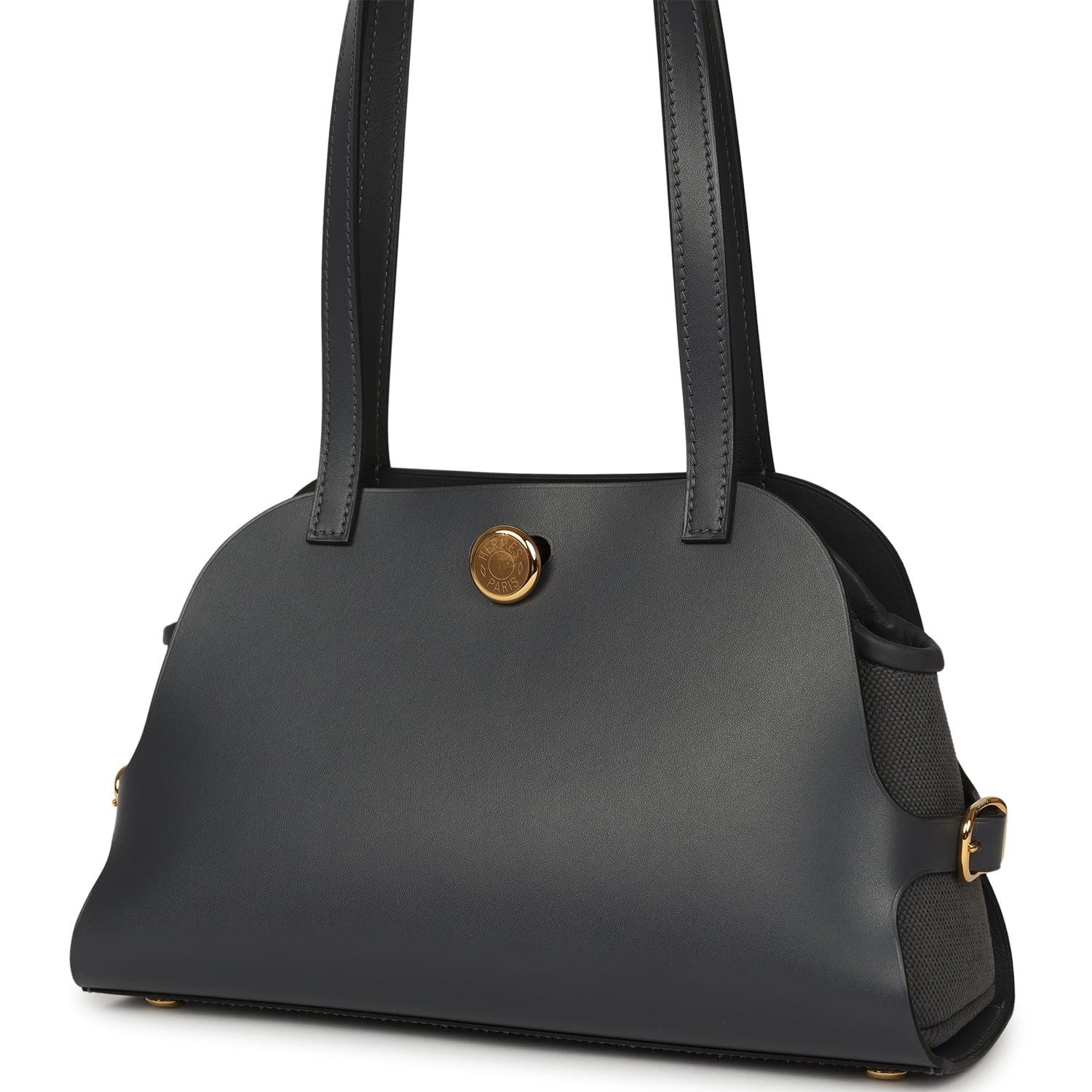 Hermes Tablier Sellier Ardoise Vache Hunter, Swift and Toile Militaire Palladium Hardware