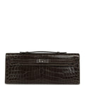 Pre-owned Hermes Kelly Cut Graphite Matte Niloticus Crocodile Palladium Hardware