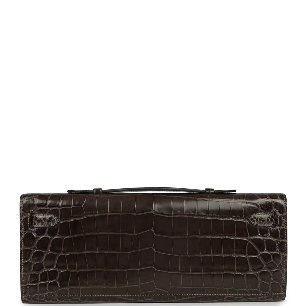 Pre-owned Hermes Kelly Cut Graphite Matte Niloticus Crocodile Palladium Hardware