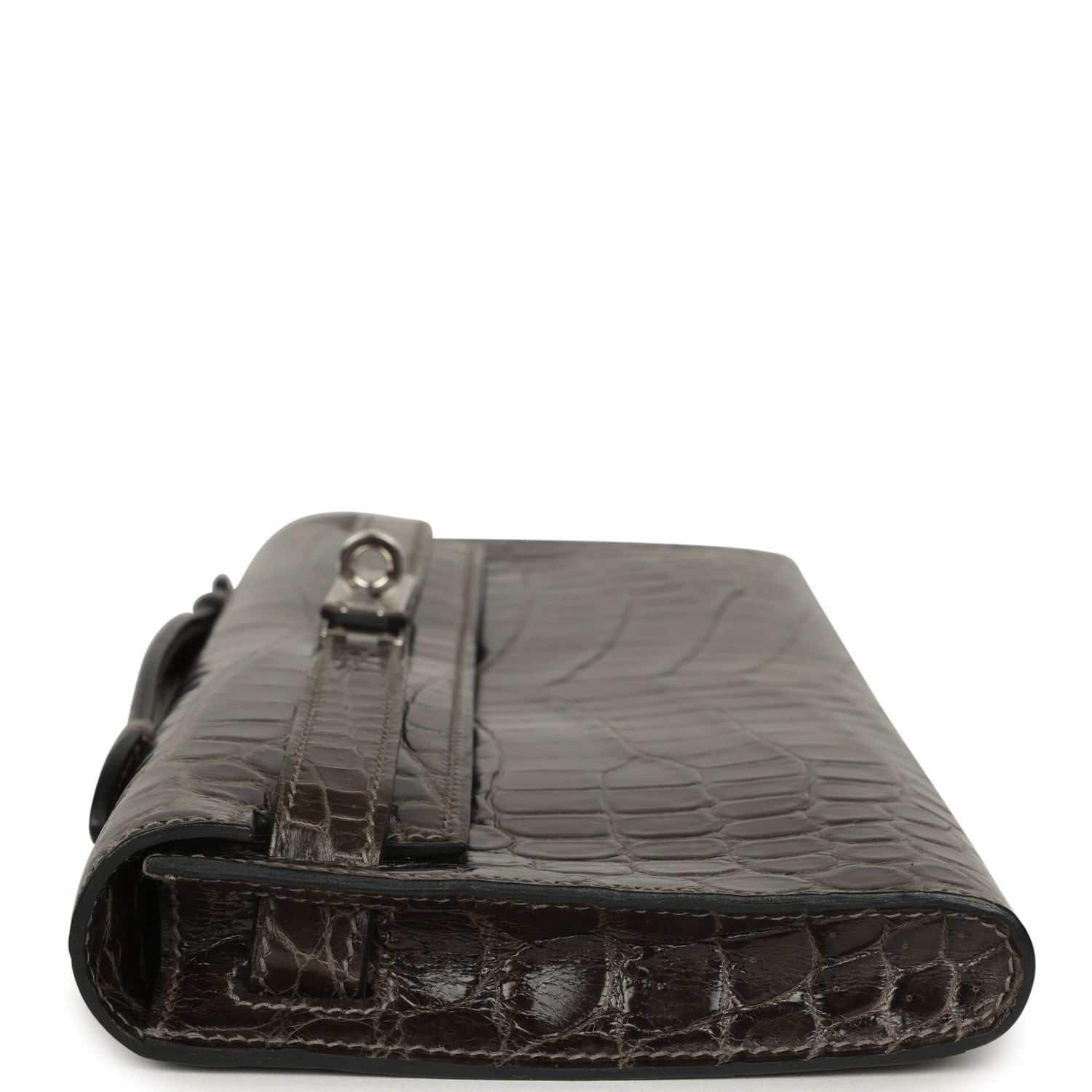 Pre-owned Hermes Kelly Cut Graphite Matte Niloticus Crocodile Palladium Hardware