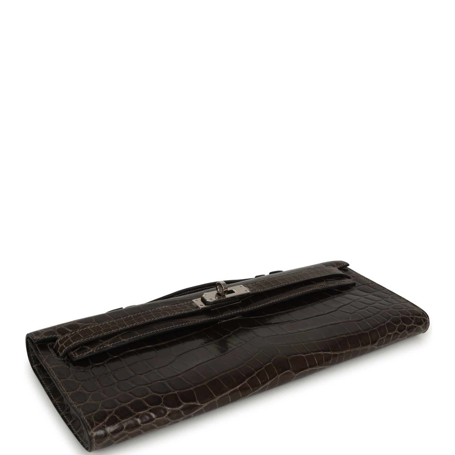 Pre-owned Hermes Kelly Cut Graphite Matte Niloticus Crocodile Palladium Hardware