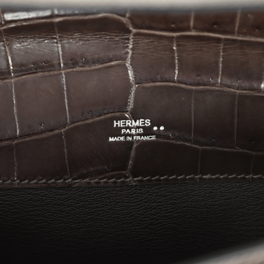 Pre-owned Hermes Kelly Cut Graphite Matte Niloticus Crocodile Palladium Hardware