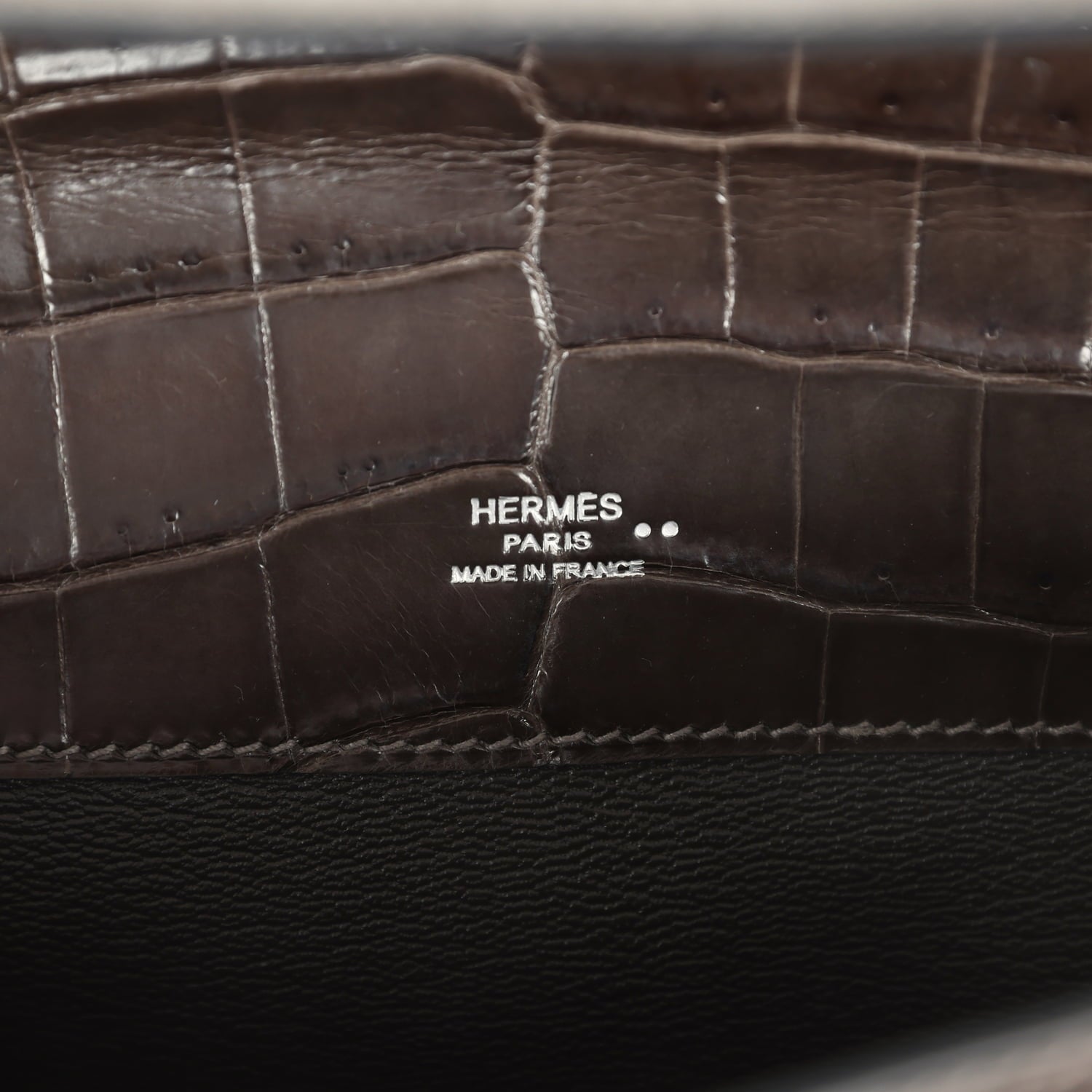 Pre-owned Hermes Kelly Cut Graphite Matte Niloticus Crocodile Palladium Hardware