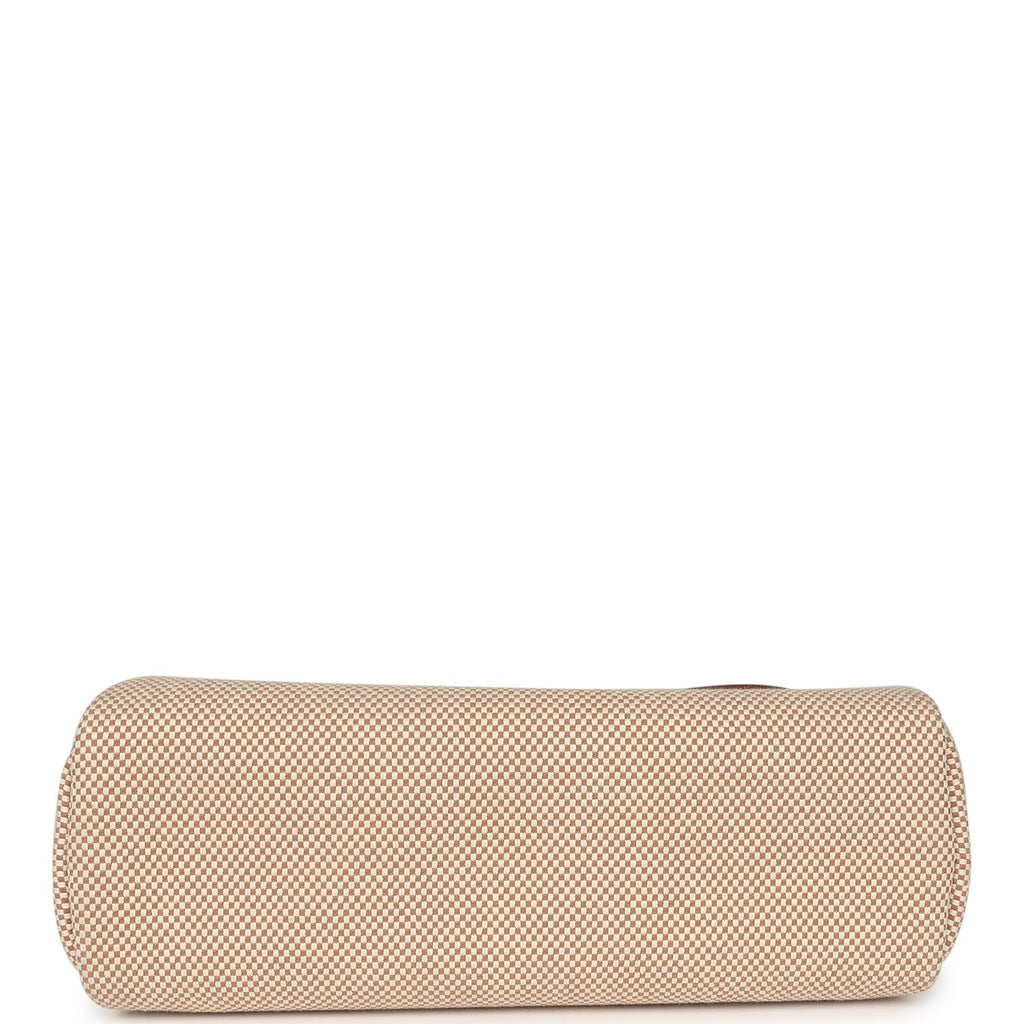 Hermes Herbag Zip PM 31 Fauve Vache Hunter and Ecru-Beige Criss Viking Canvas Gold Hardware