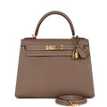 Hermes Kelly Sellier 28 Etoupe Epsom Gold Hardware