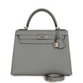 Hermes Special Order (HSS) Kelly Sellier 28 Gris Mouette Verso Togo Brushed Palladium Hardware
