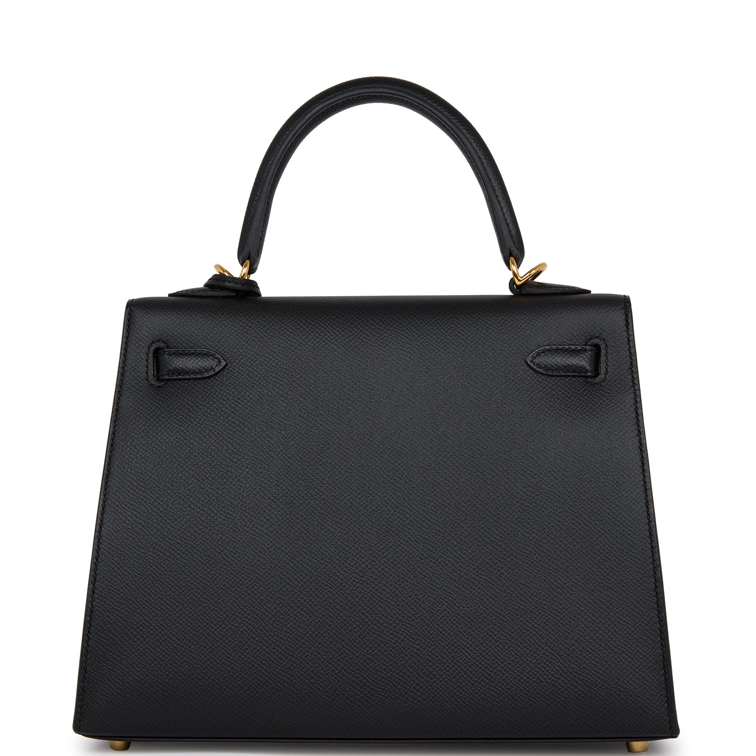 Pre-owned Hermes Kelly Sellier 25 Black Epsom Gold Hardware
