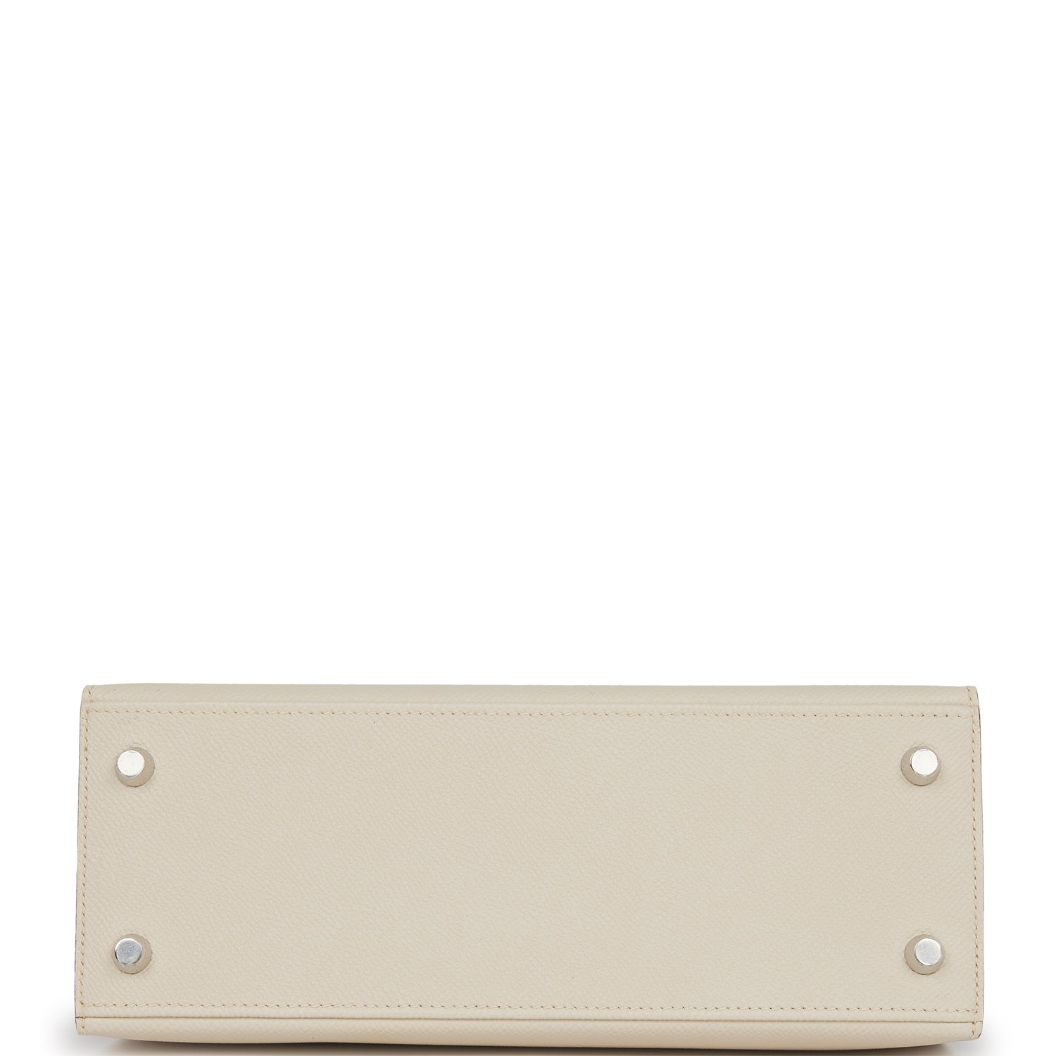 Hermes Special Order (HSS) Kelly Sellier 25 Craie and Gris Mouette Epsom Brushed Palladium Hardware